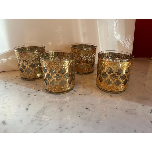 Culver Valencia Low Ball Glass Tumbler Vintage Set of 4 - Picture 5 of 7